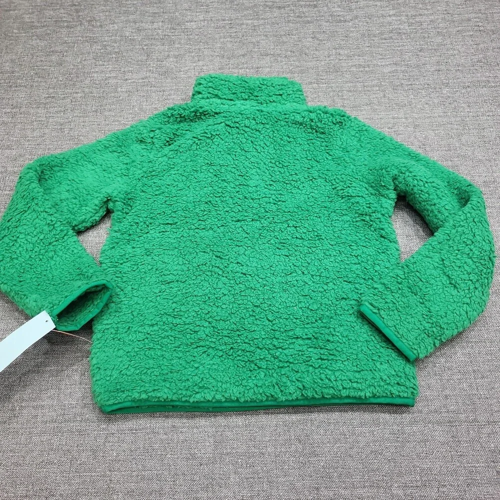 Kids Faux Shearling Half Zip Up Pajama Pullover - Wondershop Green Size Medium 8